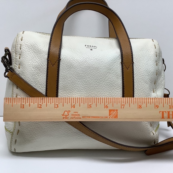 Fossil Cream Sydney Satchel with Tan Straps, Like New - Picture 2 of 13